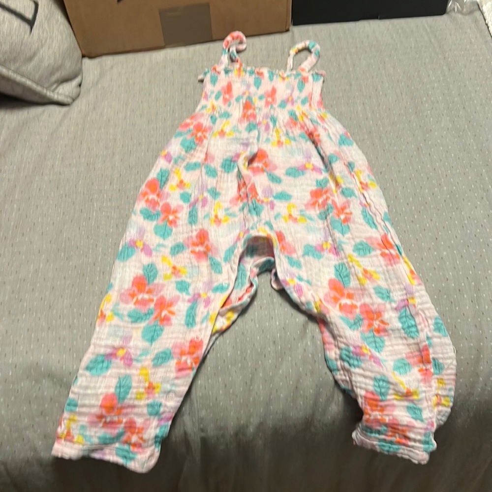Gently used 12-18m angel dear Summer one piece with floral pattern